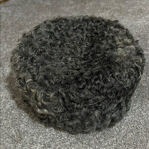 Vintage gray Curly lambs wool PILL BOX HAT satin lined Ex guc